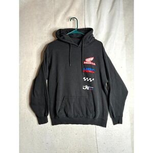 Honda Motorcycles 95 Hoodie Mens Medium Black Cotton HRC JT Racing USA Graphic